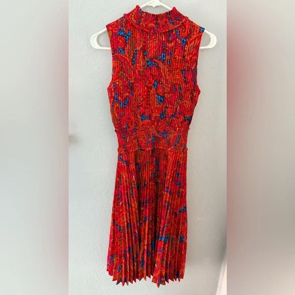 Nanette Lepore Vibrant Orange and Blue Midi Dress size 2 - Picture 2 of 8